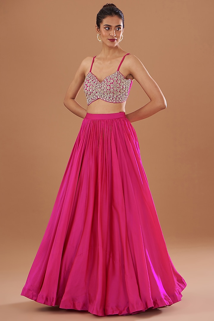 Fuchsia Organza Skirt Set by Bhumika Sharma at Pernia's Pop Up Shop