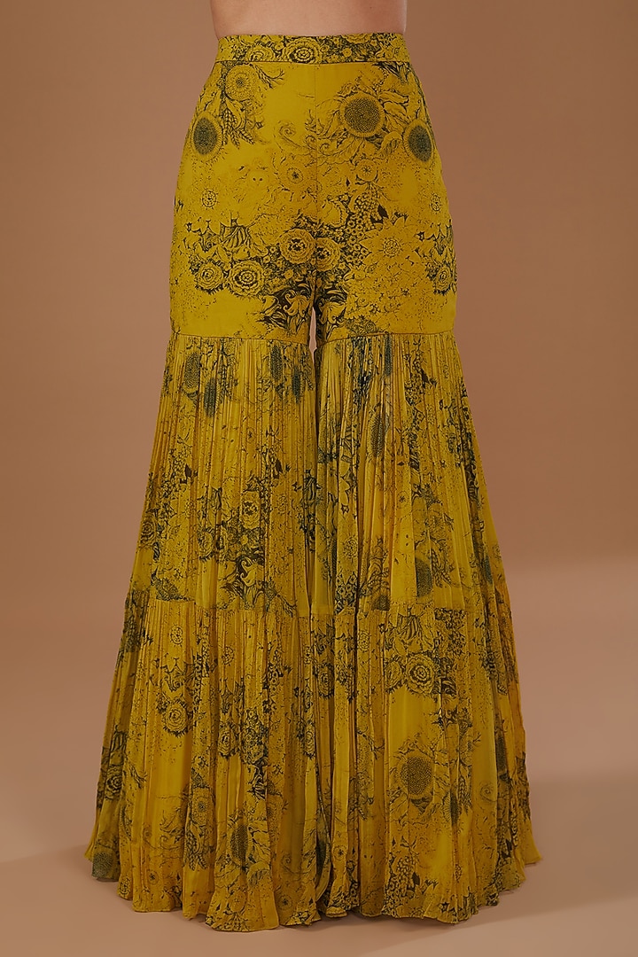 Yellow Georgette Printed Gharara Set by Bhumika Sharma at Pernia's Pop Up Shop