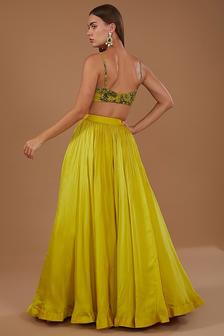 Mustard Yellow & Black Organza Printed Cape Set by Bhumika Sharma at Pernia's Pop Up Shop