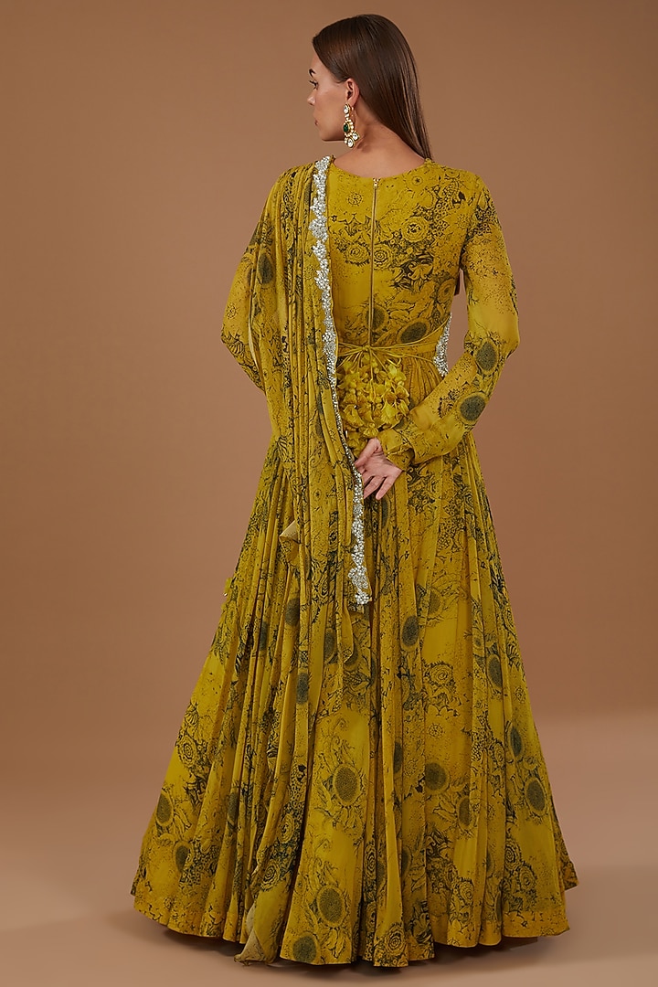 Yellow Georgette Wedding Anarkali Set by Bhumika Sharma at Pernia's Pop Up Shop