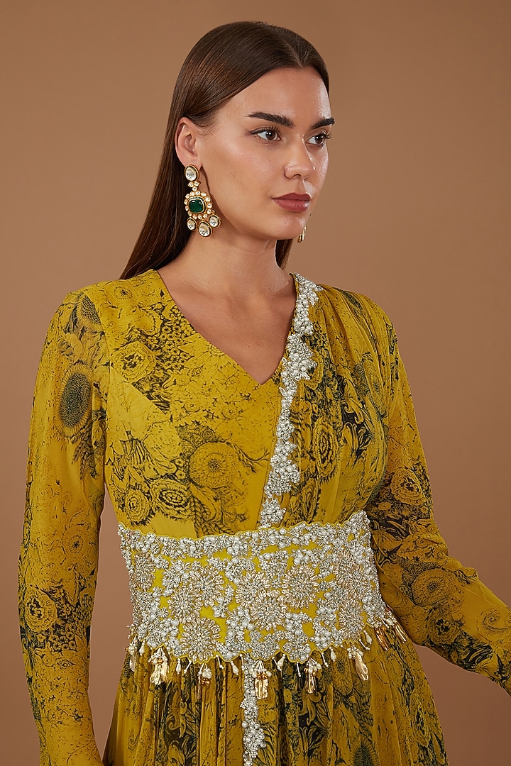 Yellow Georgette Wedding Anarkali Set by Bhumika Sharma at Pernia's Pop Up Shop