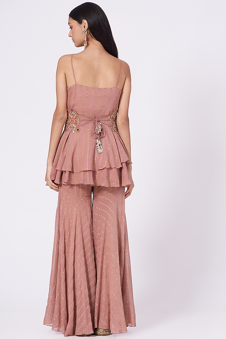 Nude Pink Flared Palazzo Set by Bhumika Sharma at Pernia's Pop Up Shop