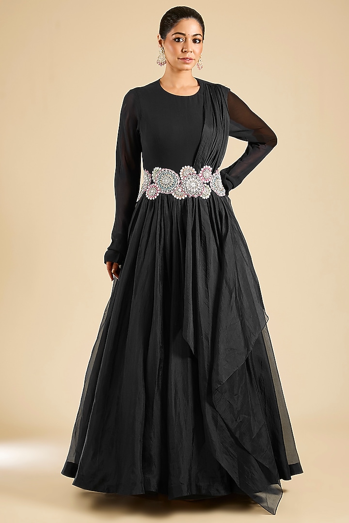 Black Organza Bridal Anarkali by Bhumika Sharma at Pernia's Pop Up Shop