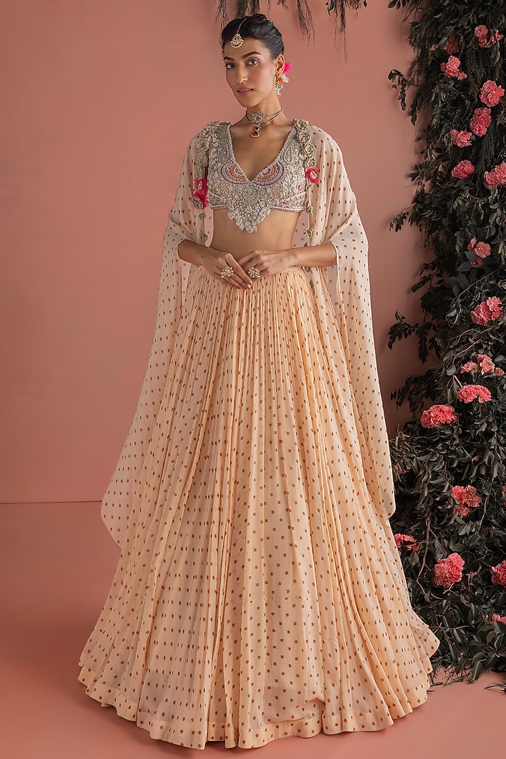 Beige Georgette Skirt Set by Bhumika Sharma at Pernia's Pop Up Shop