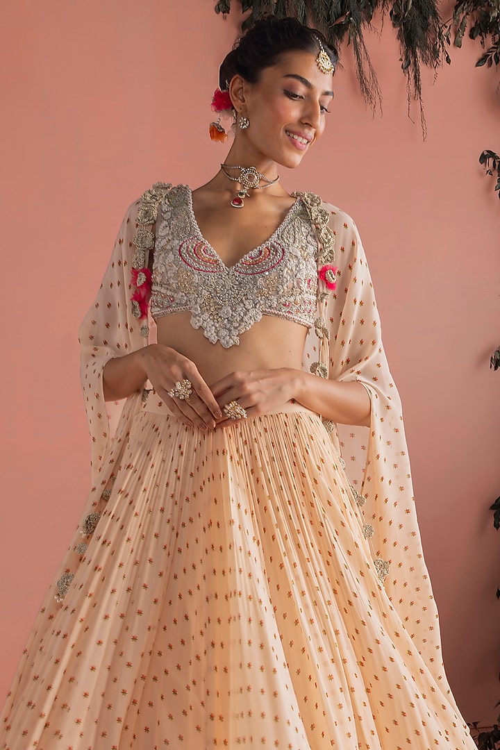 Beige Georgette Skirt Set by Bhumika Sharma at Pernia's Pop Up Shop