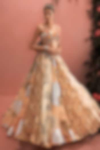 Nude Organza Abstract Printed Skirt Set by Bhumika Sharma at Pernia's Pop Up Shop