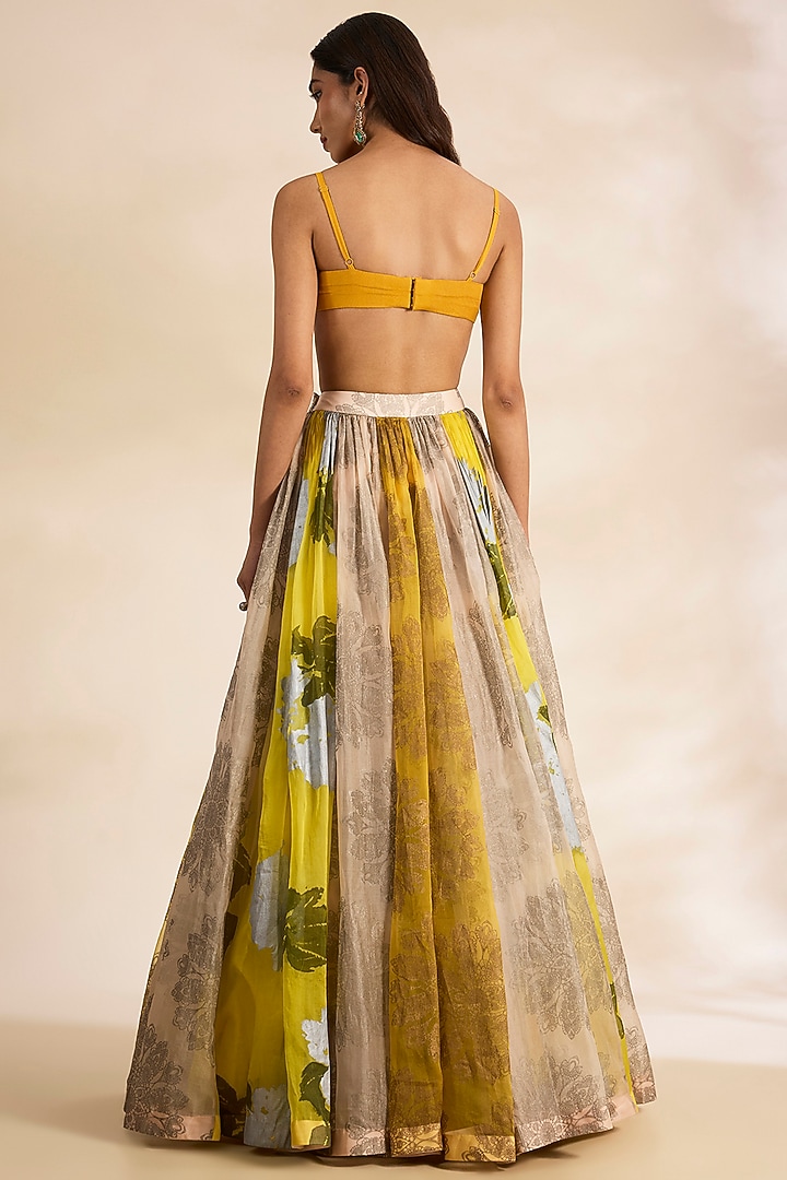 Mustard Georgette Printed Skirt Set by Bhumika Sharma at Pernia's Pop Up Shop