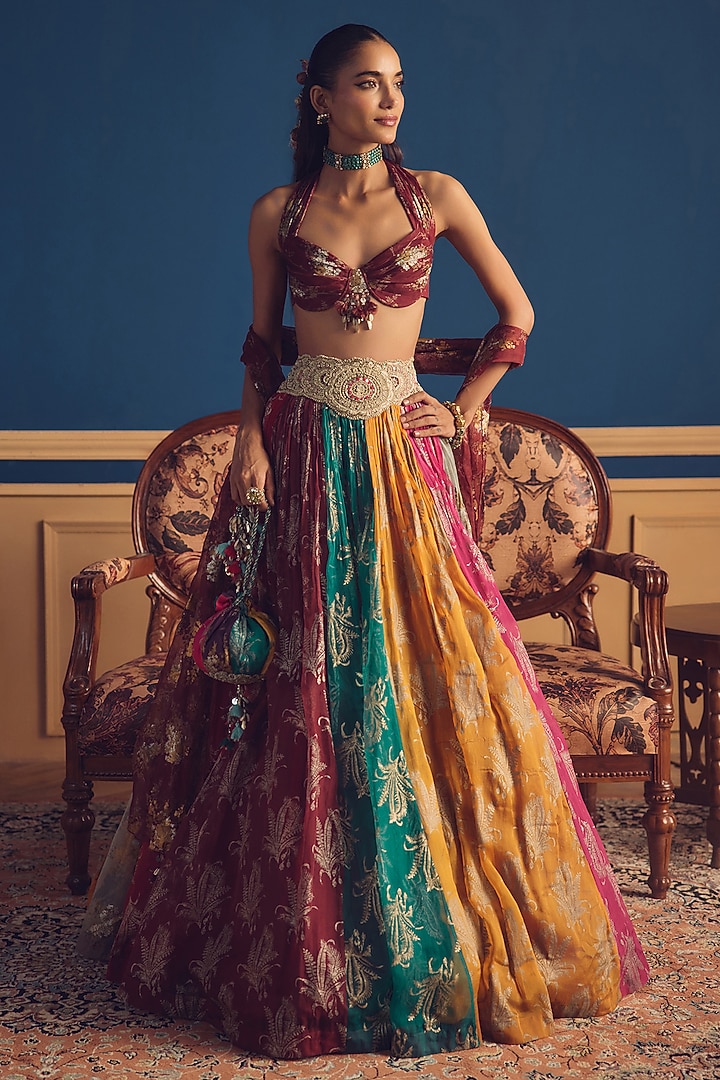 Multi-Colored Organza Printed Wedding Lehenga Set by Bhumika Sharma at Pernia's Pop Up Shop