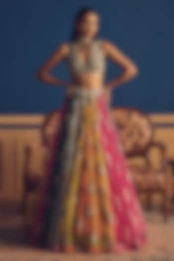 Multi-Colored Organza Printed Wedding Lehenga Set by Bhumika Sharma at Pernia's Pop Up Shop
