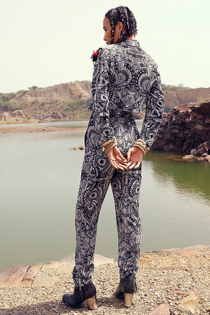 Black Printed Pant Set by Bhumika Sharma at Pernia's Pop Up Shop