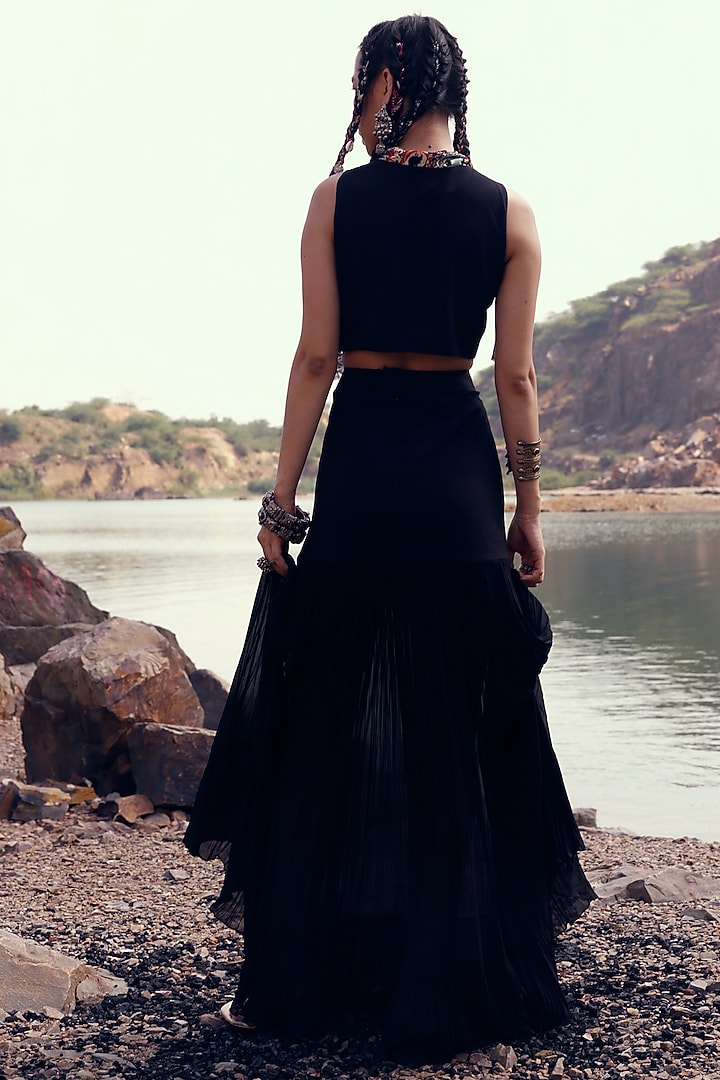 Black Georgette Skirt Set by Bhumika Sharma at Pernia's Pop Up Shop