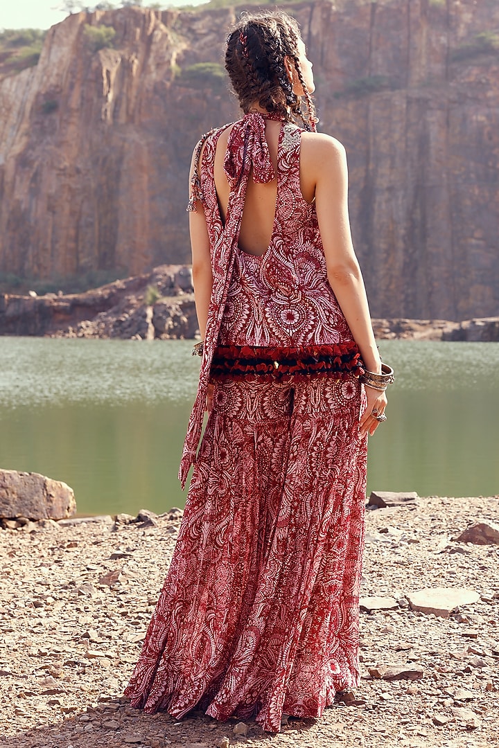 Red Printed Wedding Sharara Set by Bhumika Sharma at Pernia's Pop Up Shop