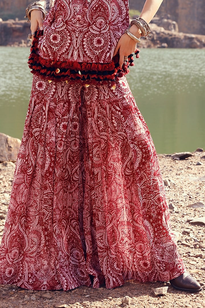 Red Printed Wedding Sharara Set by Bhumika Sharma at Pernia's Pop Up Shop
