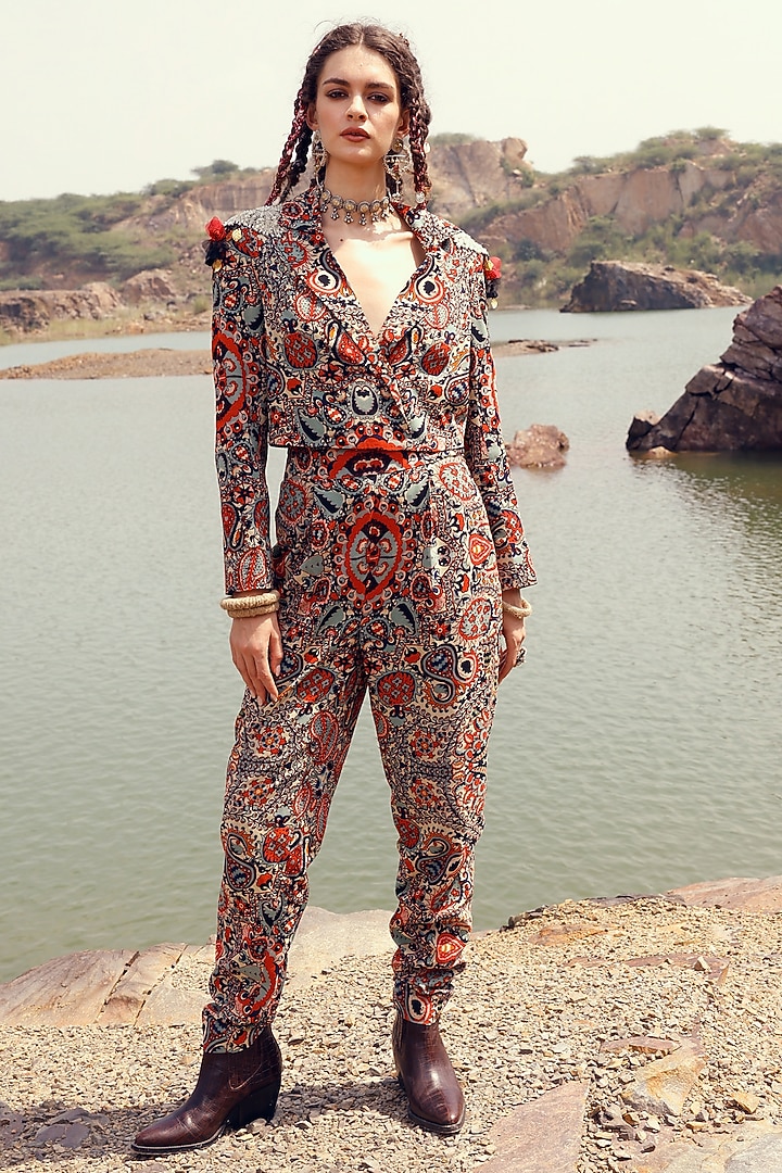 Black Georgette Pant Jacket Set by Bhumika Sharma at Pernia's Pop Up Shop