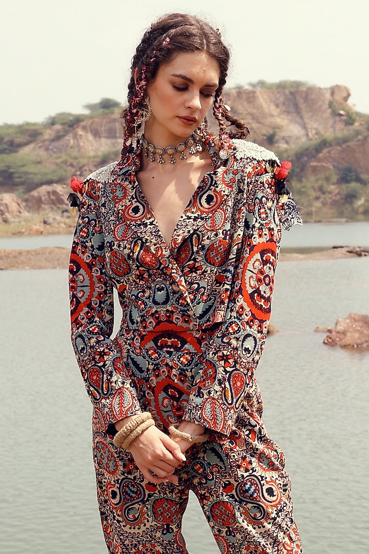 Black Georgette Pant Jacket Set by Bhumika Sharma at Pernia's Pop Up Shop