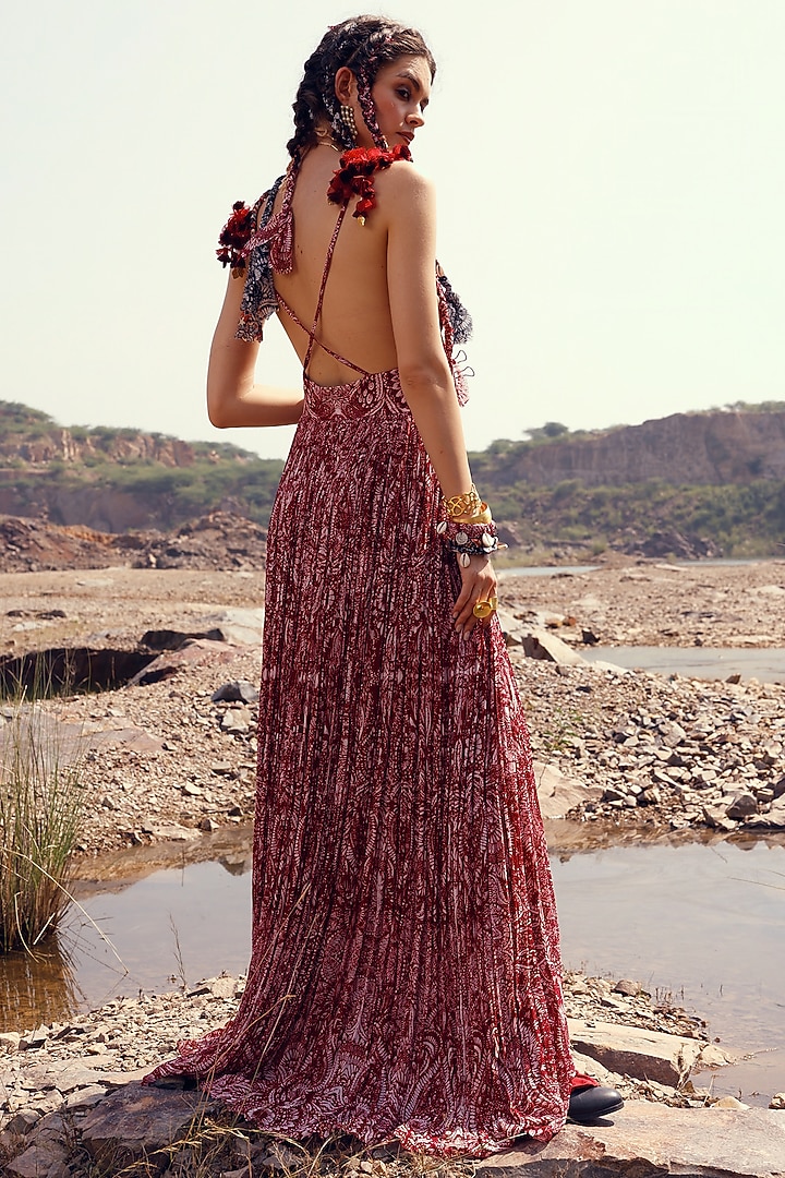 Red Printed Cocktail Dress by Bhumika Sharma at Pernia's Pop Up Shop
