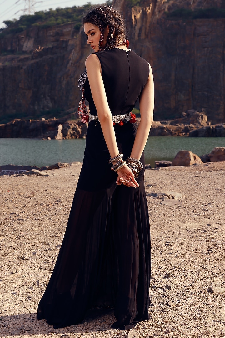 Black Georgette Jumpsuit by Bhumika Sharma at Pernia's Pop Up Shop