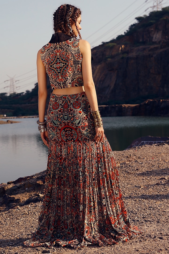 Red Printed Skirt Set by Bhumika Sharma at Pernia's Pop Up Shop