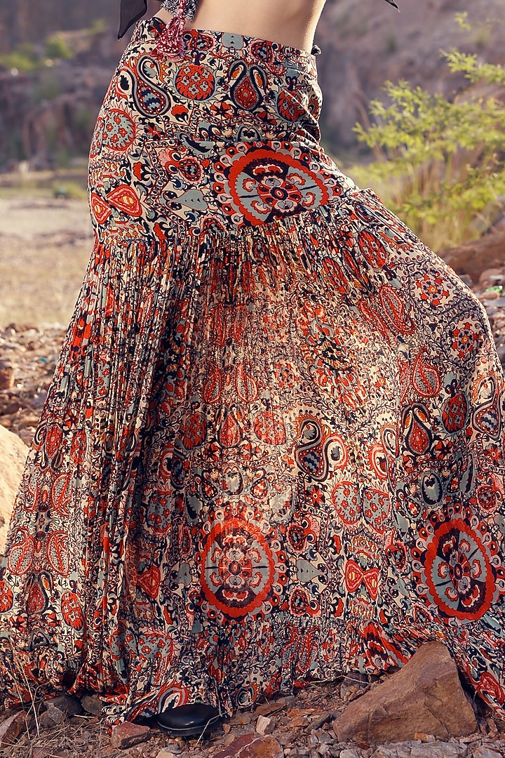 Red Printed Skirt Set by Bhumika Sharma at Pernia's Pop Up Shop