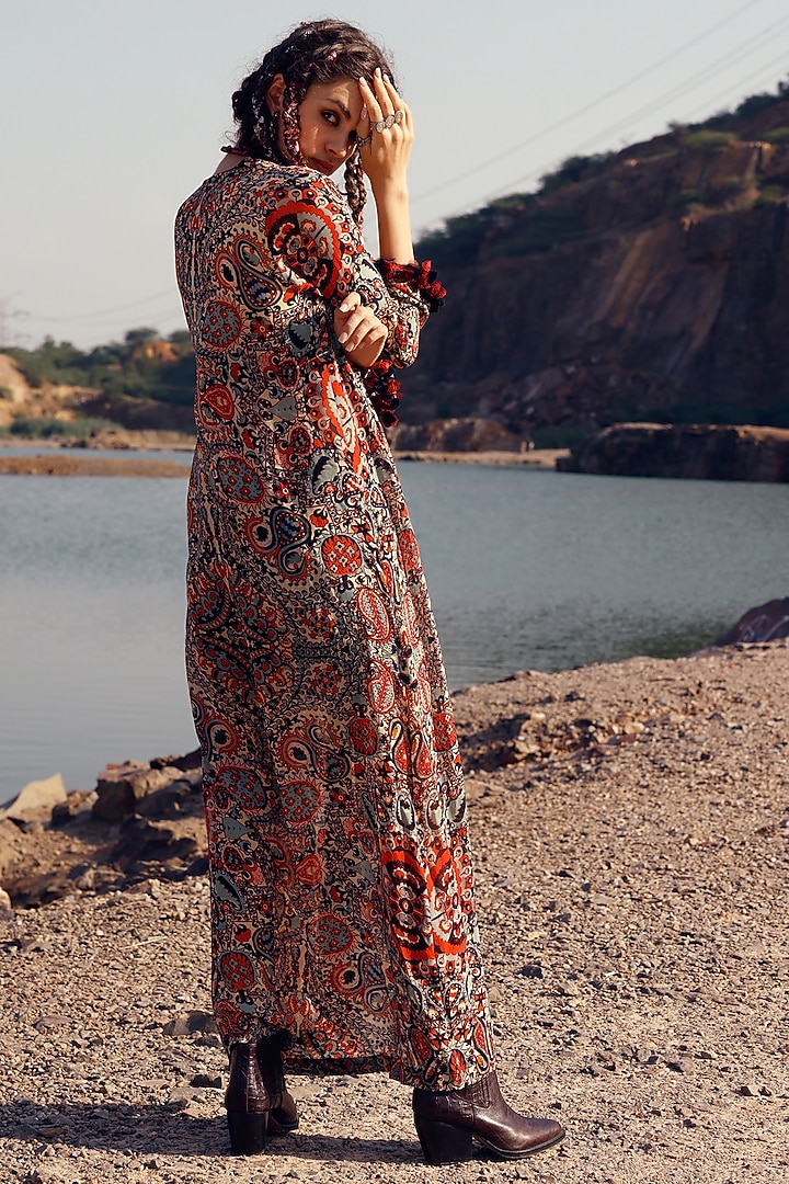 Red Printed Jacket Set by Bhumika Sharma at Pernia's Pop Up Shop