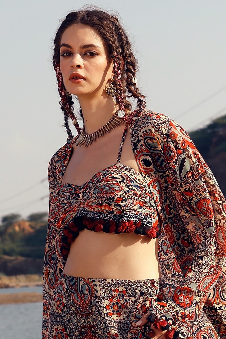 Red Printed Jacket Set by Bhumika Sharma at Pernia's Pop Up Shop