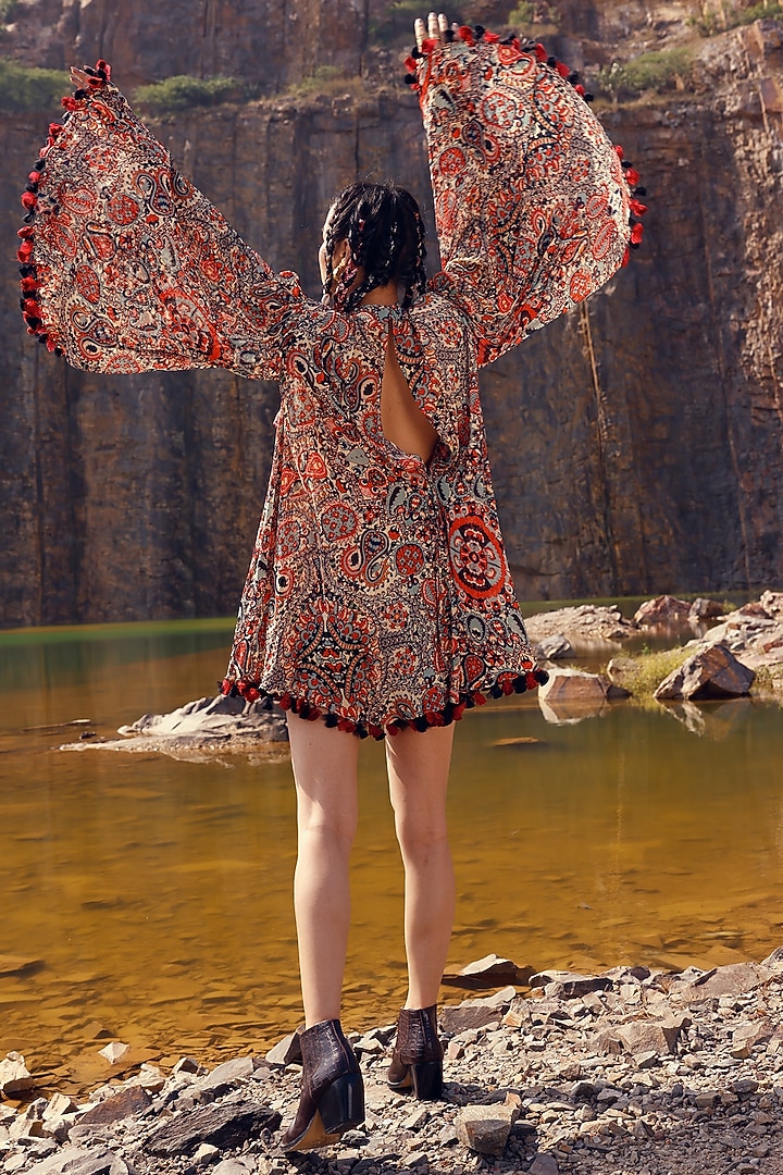 Red Georgette Printed Vacation Dress by Bhumika Sharma at Pernia's Pop Up Shop