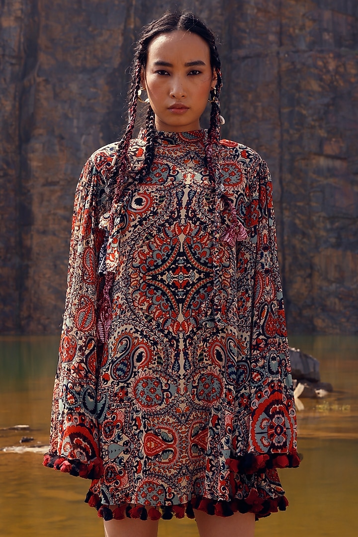 Red Georgette Printed Vacation Dress by Bhumika Sharma at Pernia's Pop Up Shop