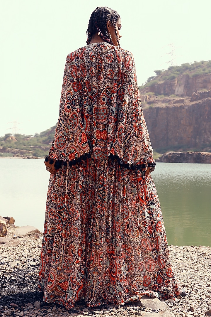 Red Georgette Printed Pant Set by Bhumika Sharma at Pernia's Pop Up Shop