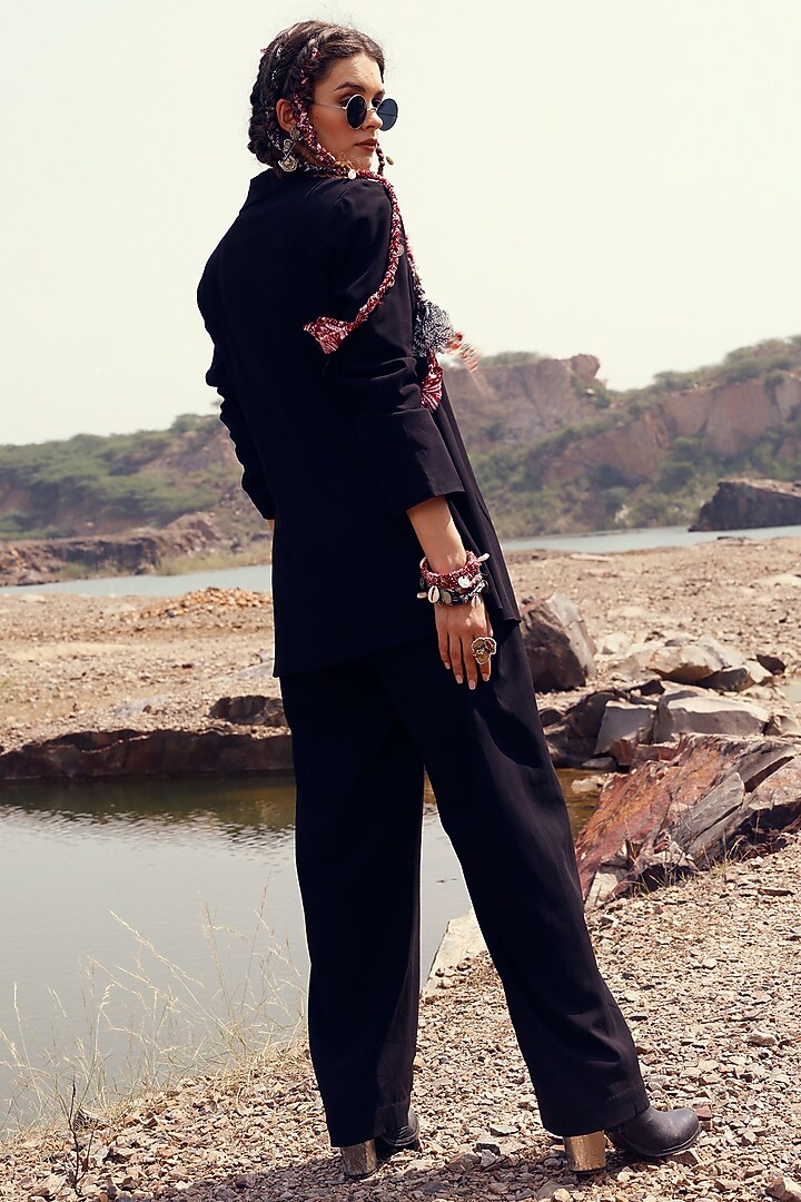 Black Georgette Pant Set by Bhumika Sharma at Pernia's Pop Up Shop