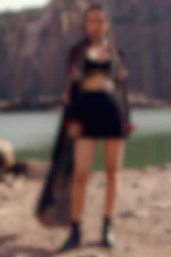 Black Georgette Jacket Set by Bhumika Sharma at Pernia's Pop Up Shop