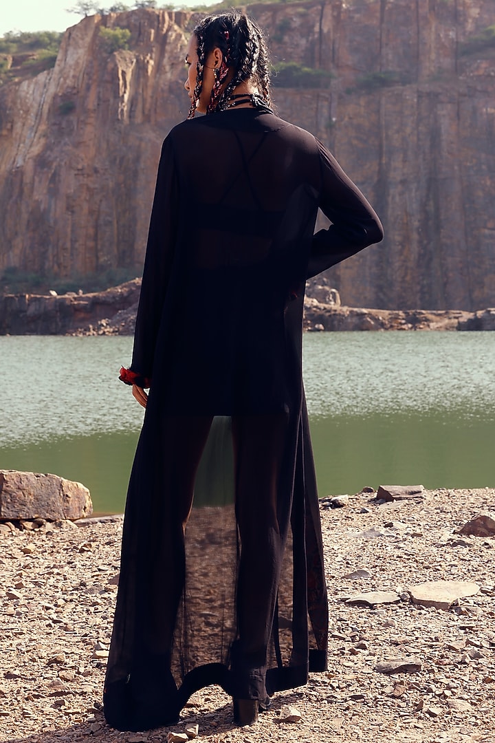 Black Georgette Jacket Set by Bhumika Sharma at Pernia's Pop Up Shop