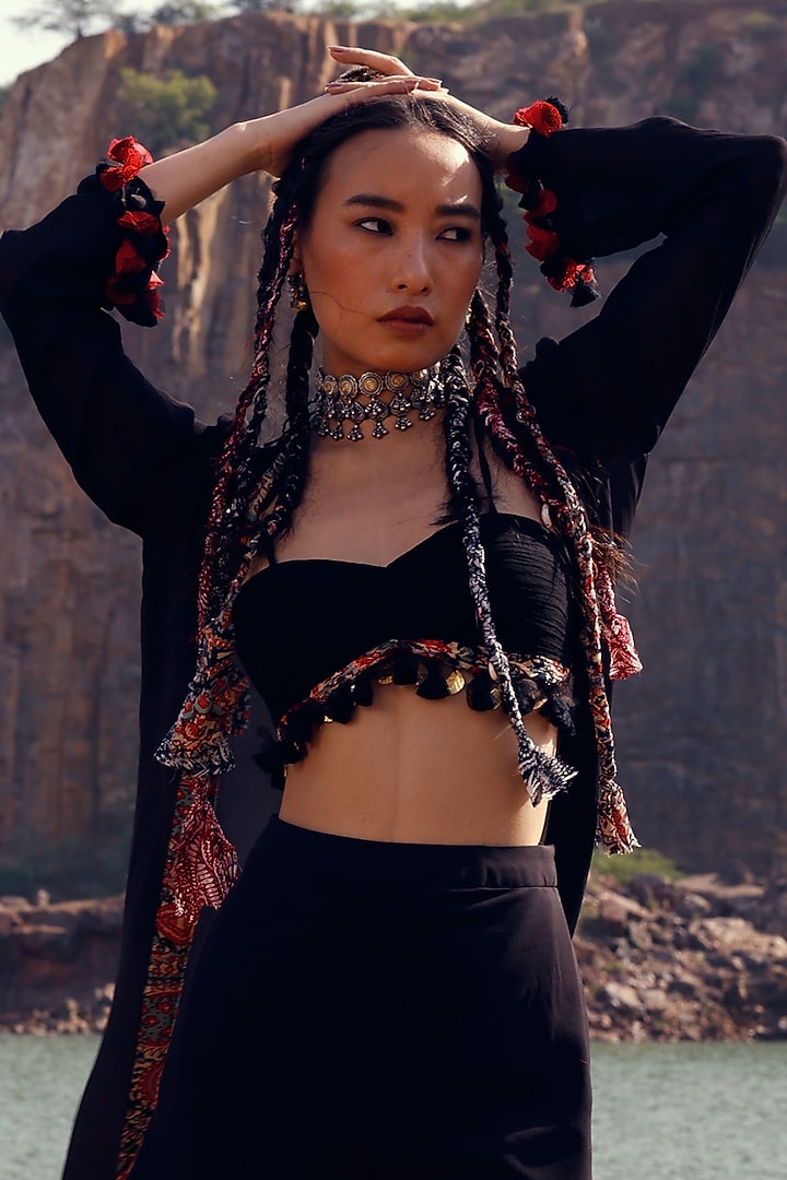 Black Georgette Jacket Set by Bhumika Sharma at Pernia's Pop Up Shop