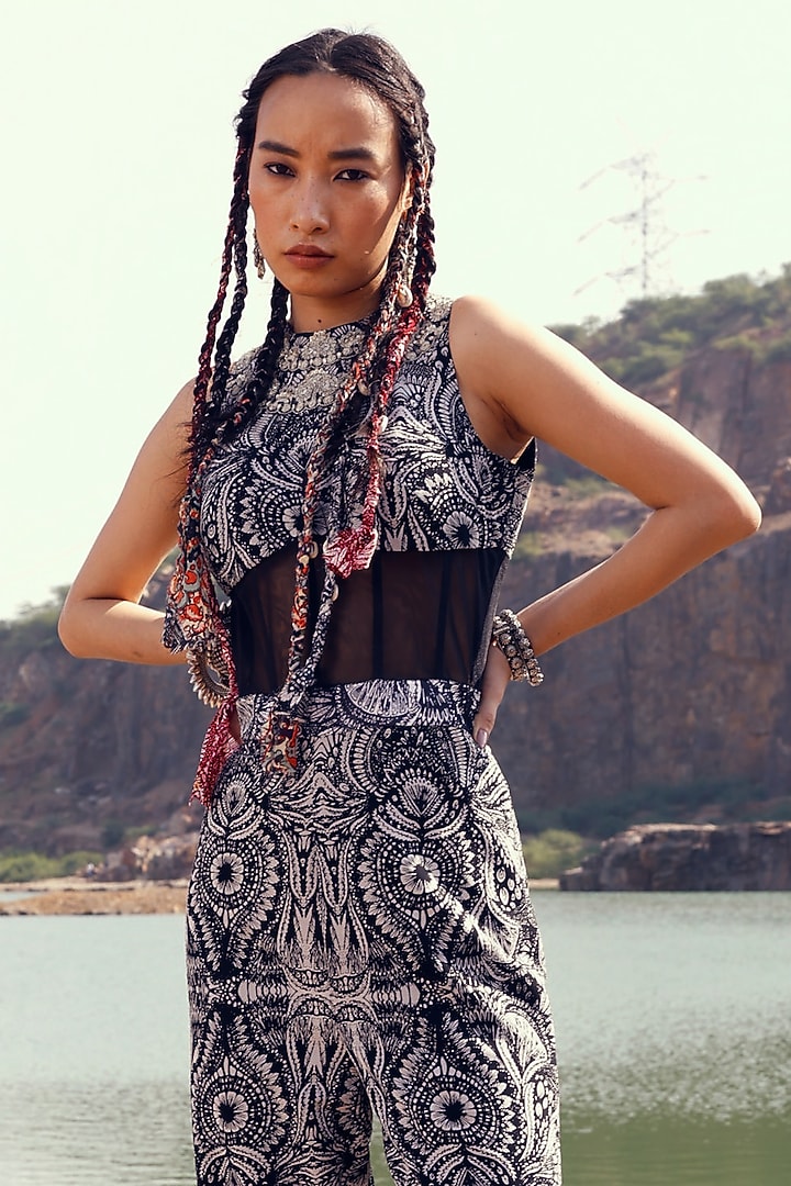 Black Floral Printed Jumpsuit by Bhumika Sharma at Pernia's Pop Up Shop