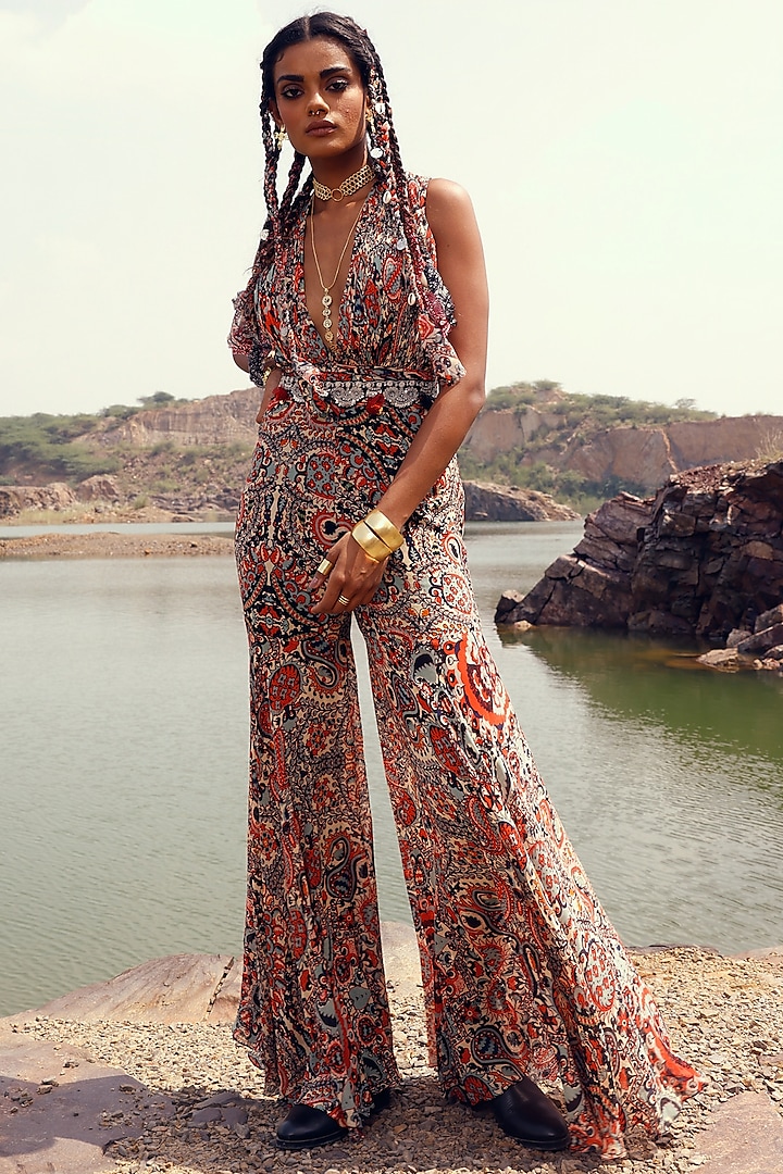 Red Printed Jumpsuit by Bhumika Sharma