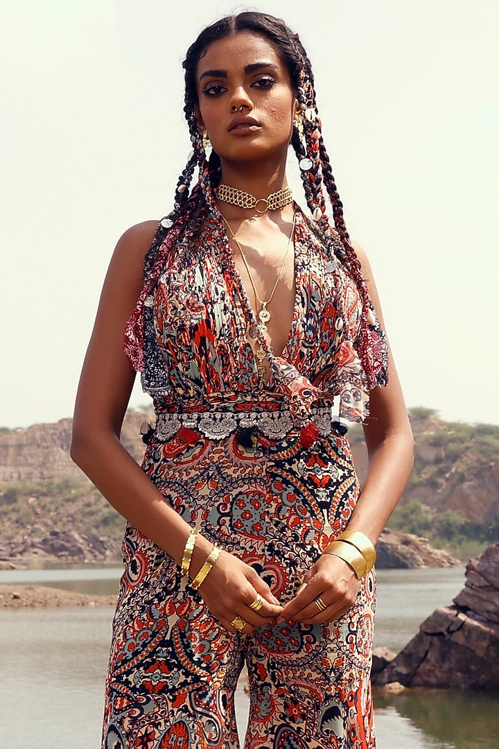 Red Printed Jumpsuit by Bhumika Sharma at Pernia's Pop Up Shop