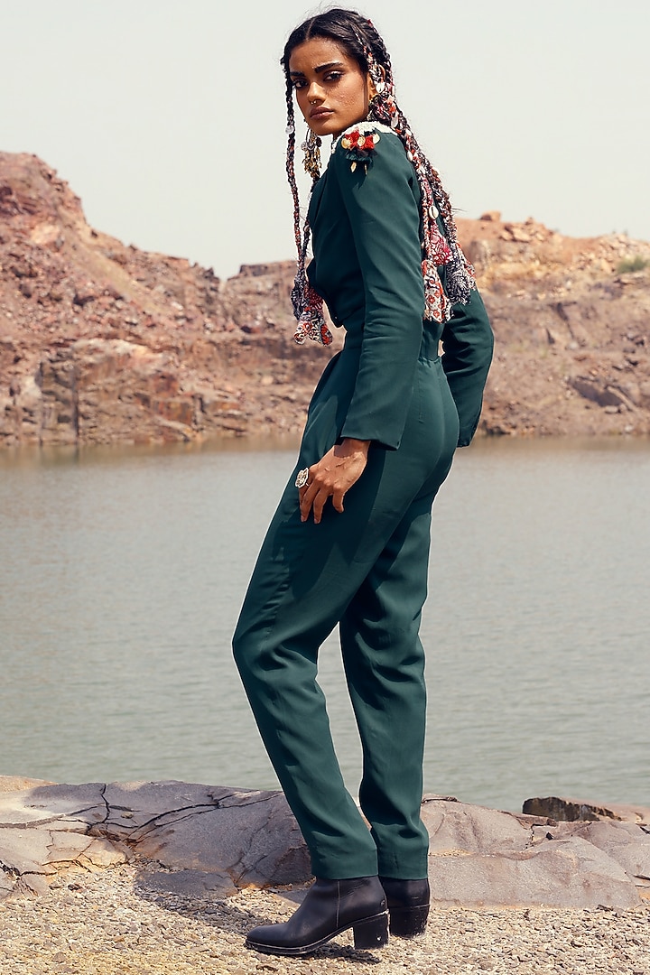 Green Georgette Pant Set by Bhumika Sharma at Pernia's Pop Up Shop