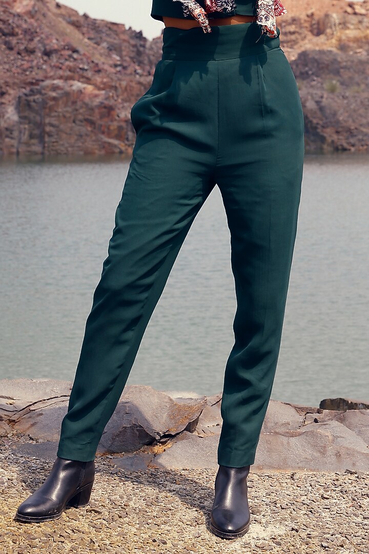 Green Georgette Pant Set by Bhumika Sharma at Pernia's Pop Up Shop