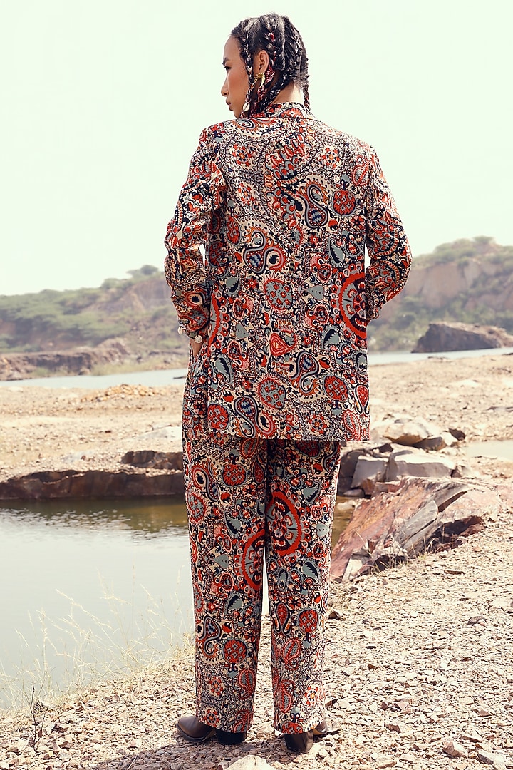 Red Printed Jacket Set by Bhumika Sharma at Pernia's Pop Up Shop