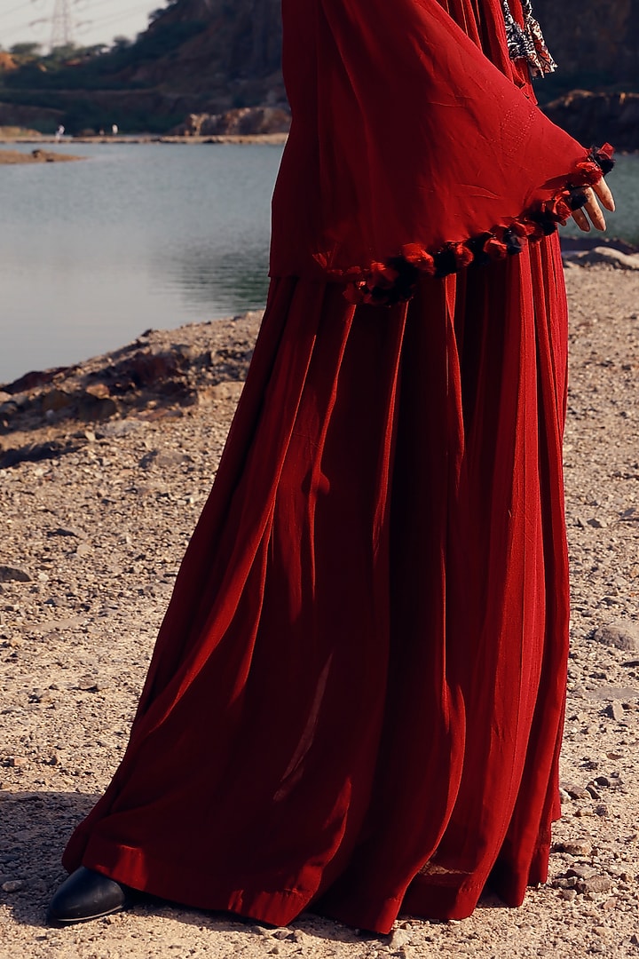 Red Georgette Pant Set by Bhumika Sharma at Pernia's Pop Up Shop