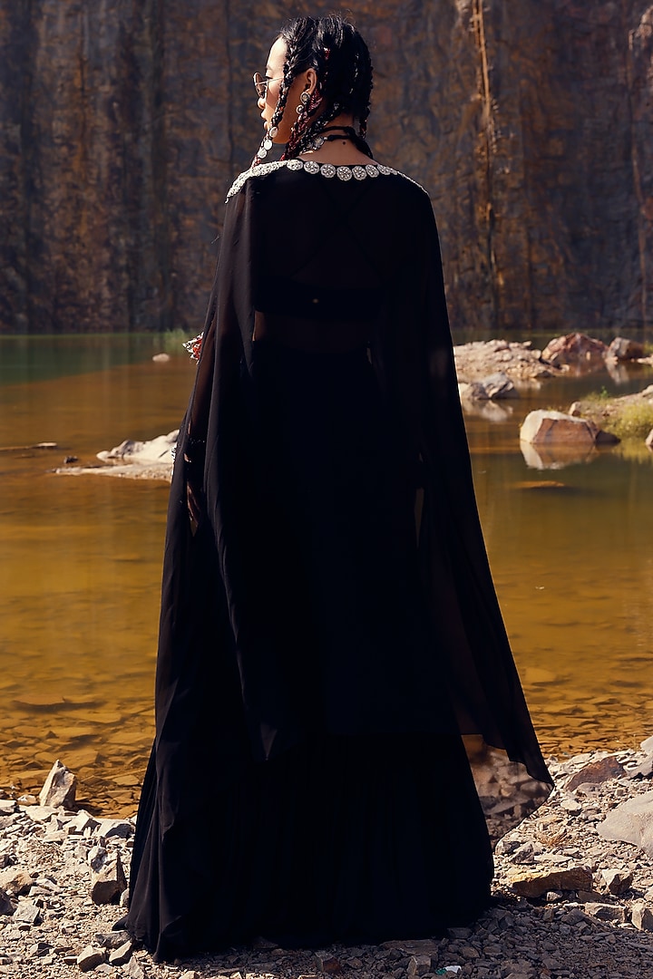 Black Georgette Wedding Sharara Set by Bhumika Sharma at Pernia's Pop Up Shop