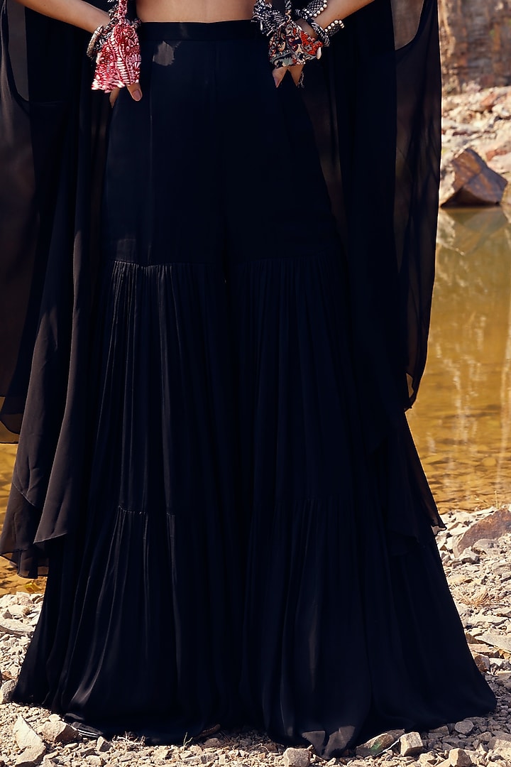 Black Georgette Wedding Sharara Set by Bhumika Sharma at Pernia's Pop Up Shop