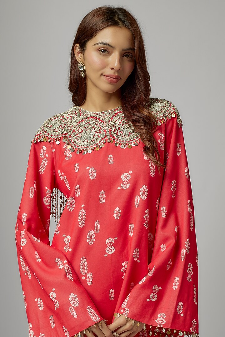 Red Georgette Floral Printed Co-Ord Set by Bhumika Sharma at Pernia's Pop Up Shop