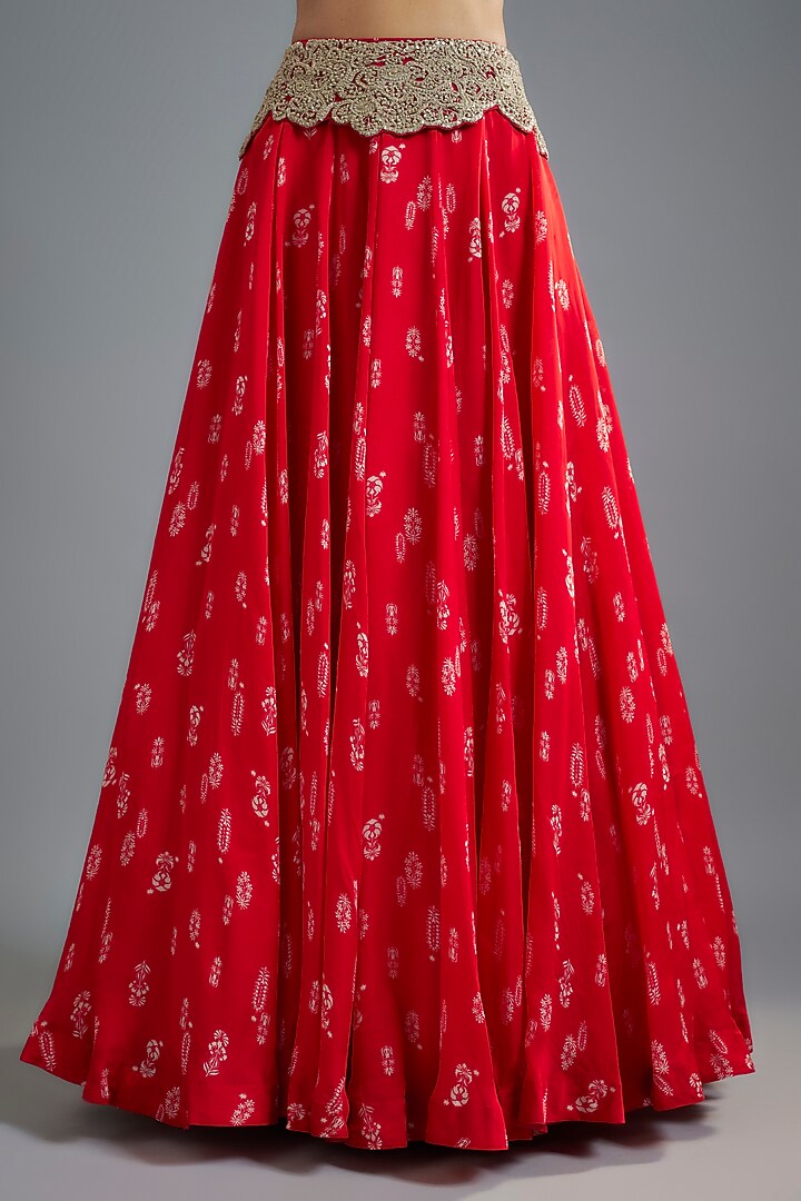 Red Twill Organza & Georgette Cape Set by Bhumika Sharma at Pernia's Pop Up Shop
