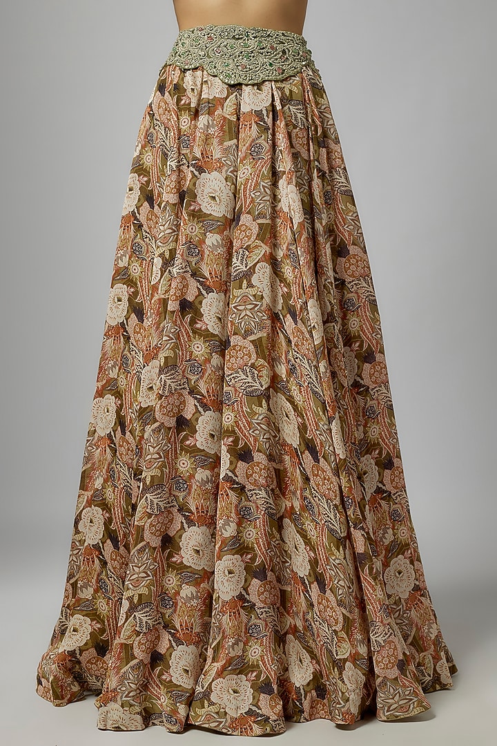 Beige Georgette Floral Printed Skirt Set by Bhumika Sharma at Pernia's Pop Up Shop