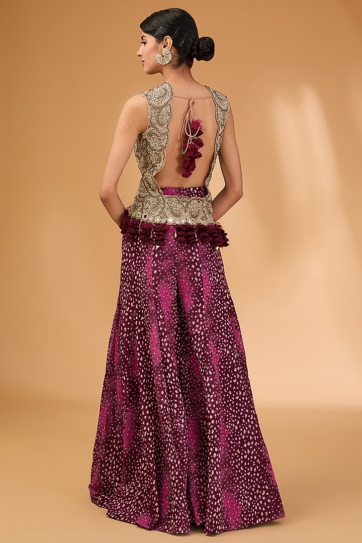 Wine Georgette & Net Bridal Sharara Set by Bhumika Sharma at Pernia's Pop Up Shop