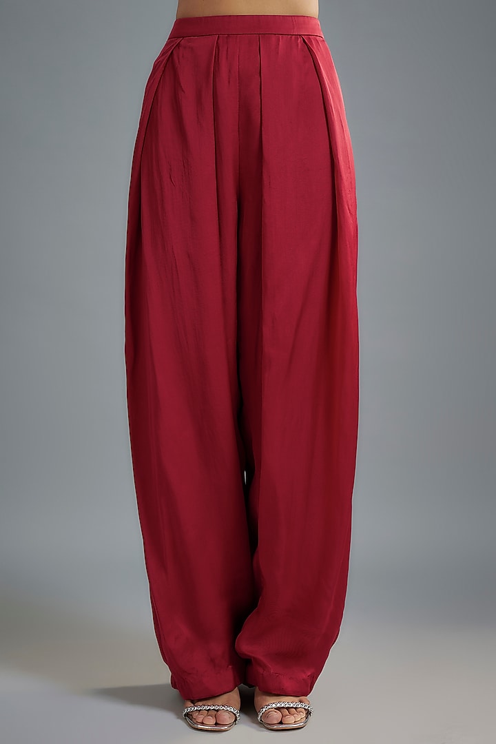 Red Twill Organza & Net Dhoti Set by Bhumika Sharma at Pernia's Pop Up Shop