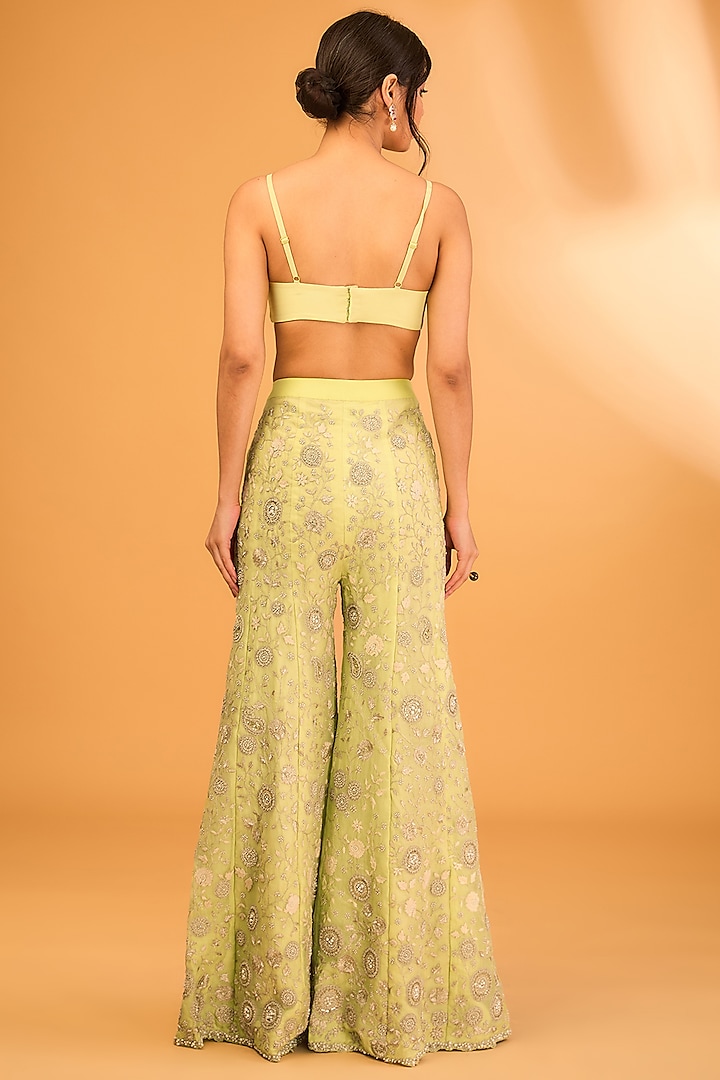Mint Green Organza Embroidered Jacket Set by Bhumika Sharma at Pernia's Pop Up Shop