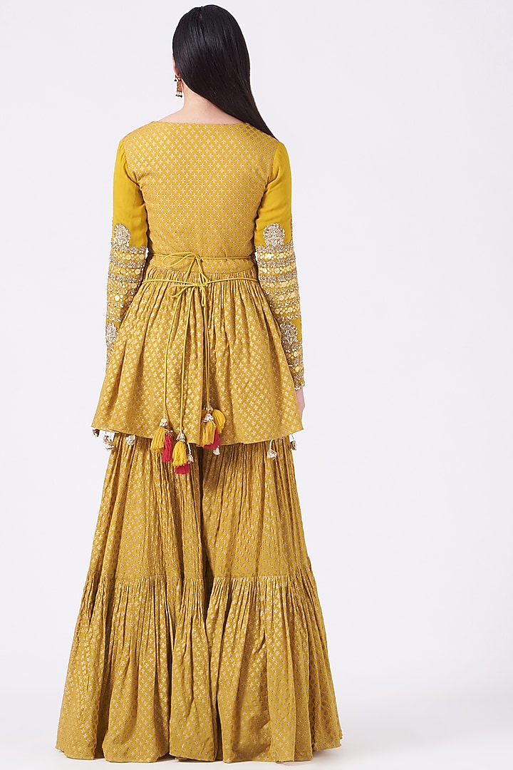 Haldi Yellow Printed Wedding Sharara Set by Bhumika Sharma at Pernia's Pop Up Shop