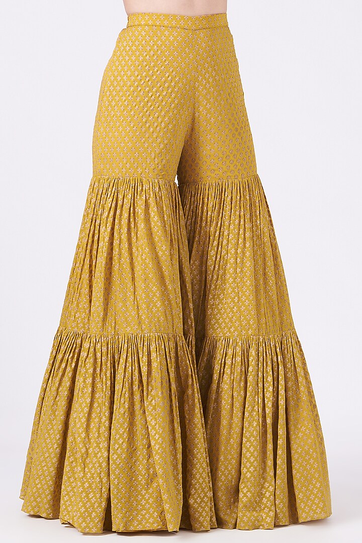 Haldi Yellow Printed Wedding Sharara Set by Bhumika Sharma at Pernia's Pop Up Shop