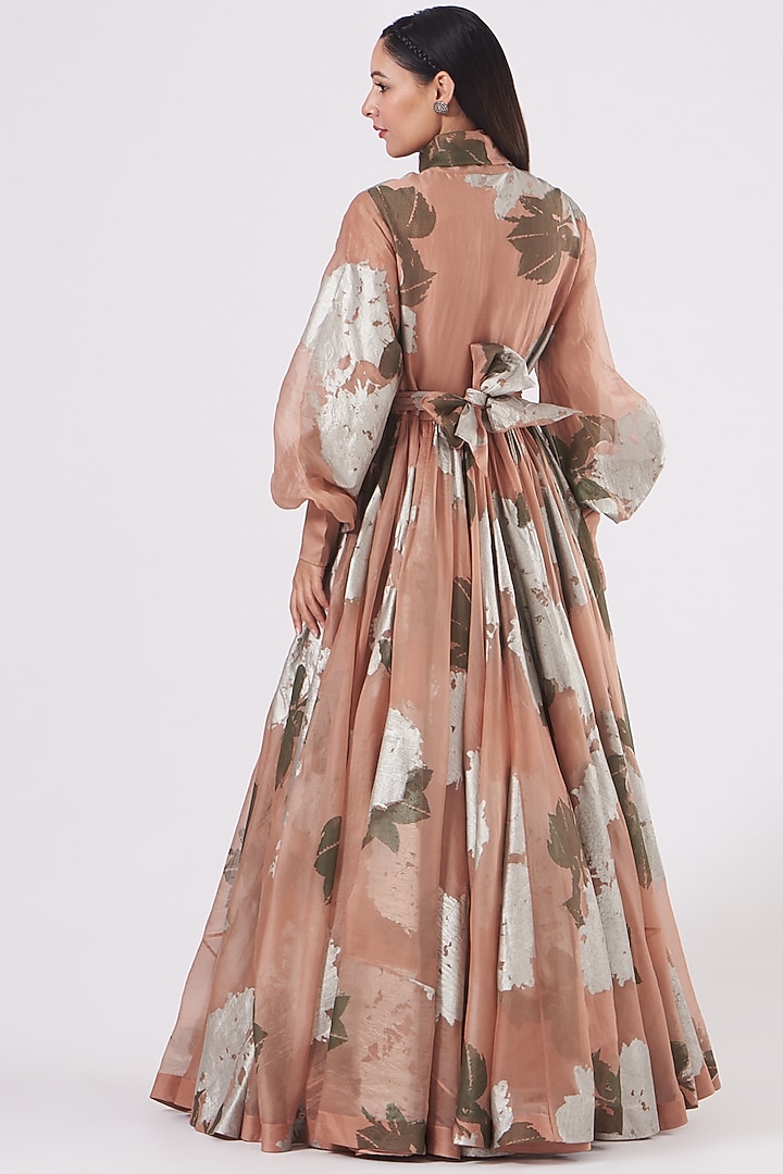 Nude Dahlia Printed Gown by Bhumika Sharma at Pernia's Pop Up Shop